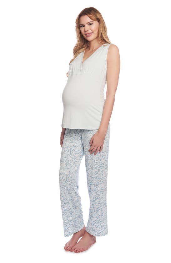 Shop Everly Grey Analise During & After 5-piece Maternity/nursing Sleep Set In Waves