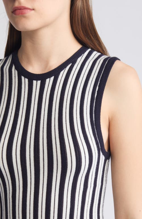 Shop Zoe And Claire Stripe Midi Sweater Dress In Navy/ivory