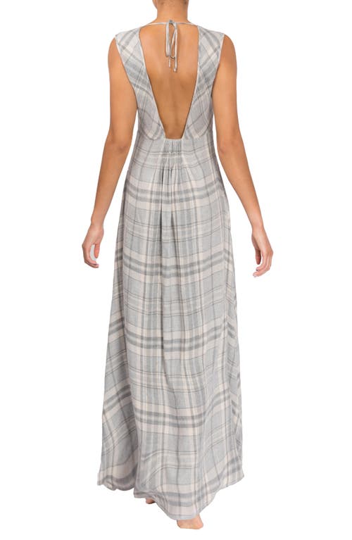 Everyday Ritual Plunge Nightgown In Grey W/gold Lurex