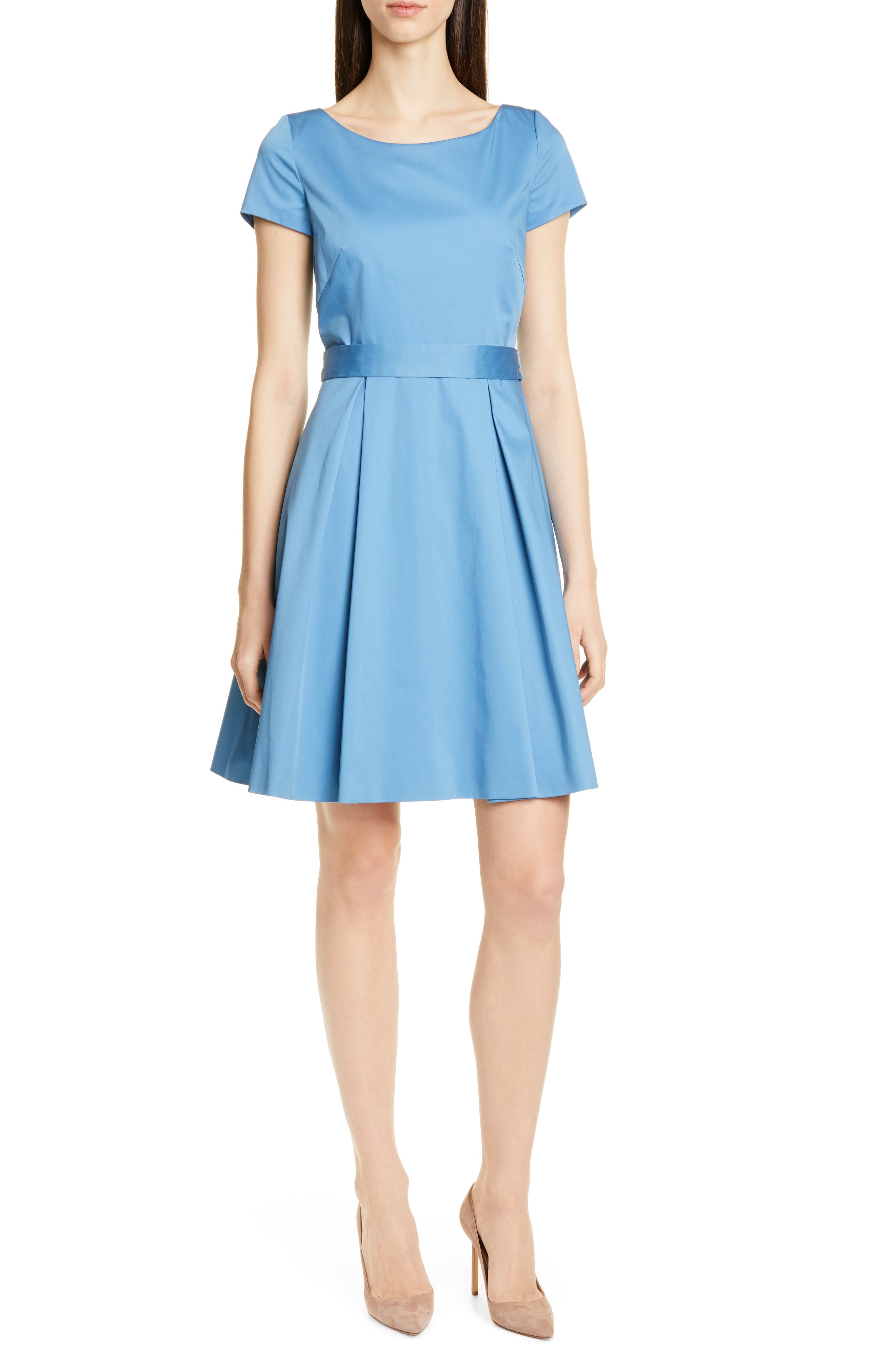 Boss Dalene Fit & Flare Dress, Blue