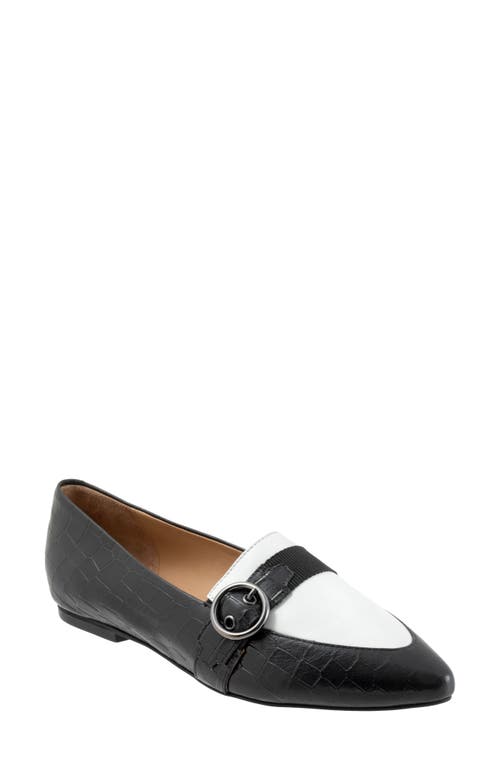 Trotters Emmett Pointed Toe Loafer Flat In Black/white