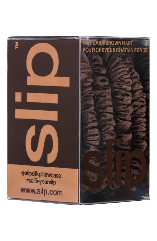 Slip Pure Silk 4-pack Skinny Scrunchies: Back To Basics Collection In Dark Brown