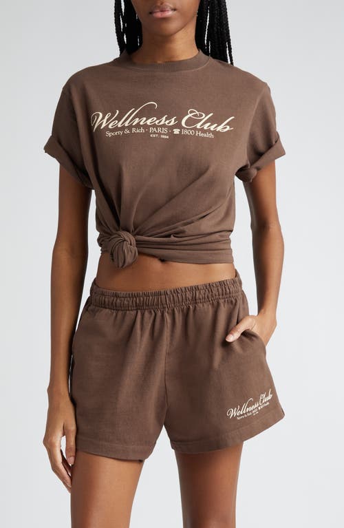 Sporty And Rich Sporty & Rich Wellness Club Cotton Graphic T-shirt In Chocolate