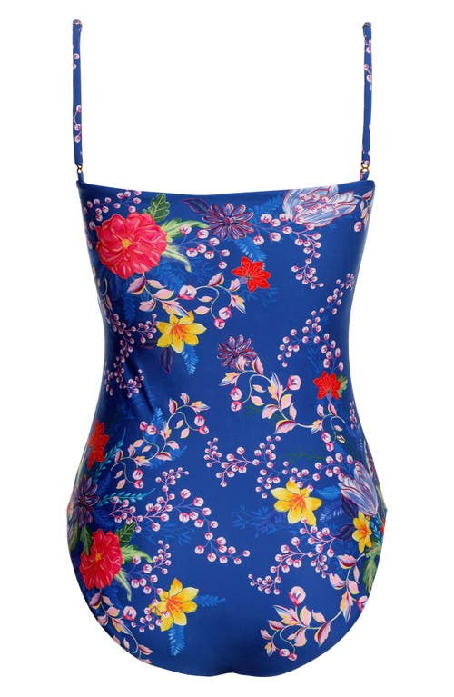 Shop Agua Bendita Miller Vessel Embroidered One-piece Swimsuit In Blue