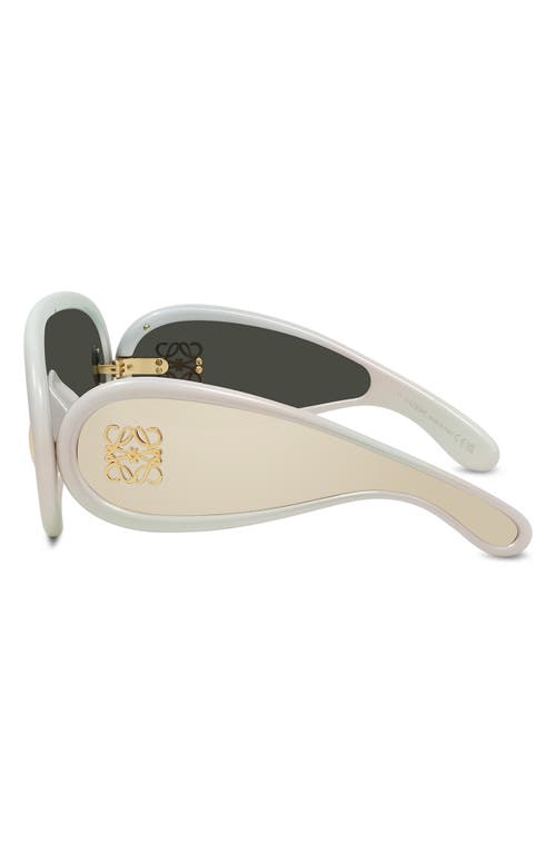 Shop Loewe Anagram 140mm Mirrored Shield Sunglasses In White/smoke Mirror