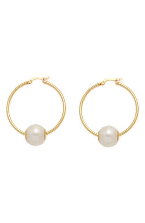 PETIT MOMENTS PETIT MOMENTS FAUX PEARL HOOP EARRINGS 