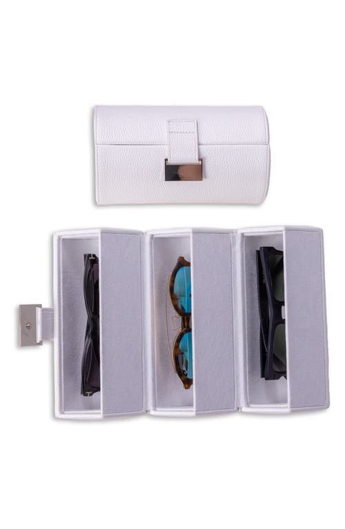 Bey-berk Leather Sunglass Storage Case In White