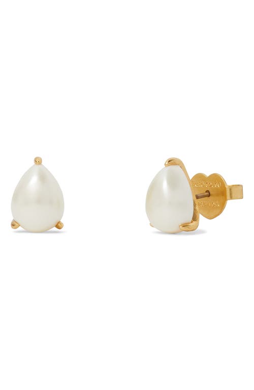 Shop Kate Spade New York Imitation Pearl Stud Earrings In Cream/gold