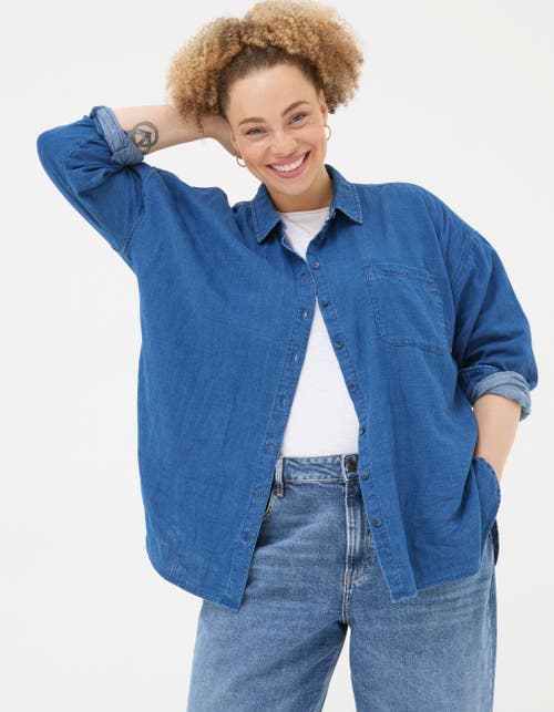 Shop Fatface Plus Size Carolin Denim Shirt In Vintage Blue