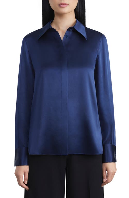 Lafayette148 Silk Blue store LongSleeve Blouse