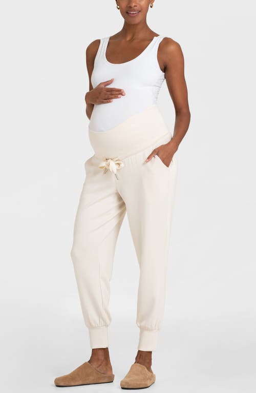 Shop Seraphine Over The Bump Maternity Joggers In Open White