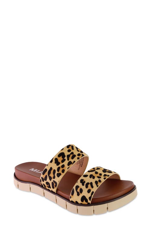 Shop Mia Elori Calf Hair Slide Sandal In Tan/brown