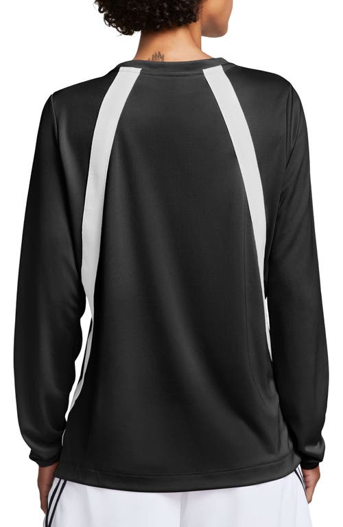 Shop Nike Dri-fit Long Sleeve Mesh Basketball T-shirt In Black/white/white