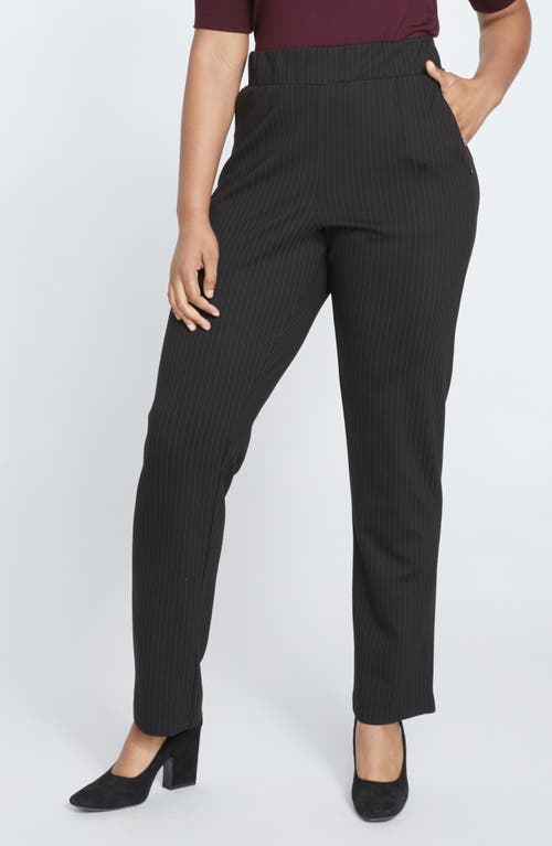 Shop Universal Standard Smart Elastic Waist Ponte Pants In Slate Pinstripe