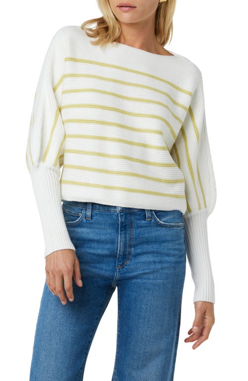 Joe's The Karina Breton Stripe Crop Sweater White/Lemongrass S at Nordstrom,