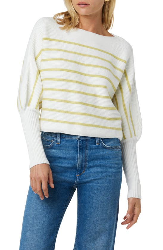 Shop Joe's The Karina Breton Stripe Crop Sweater In White/ Lemongrass S