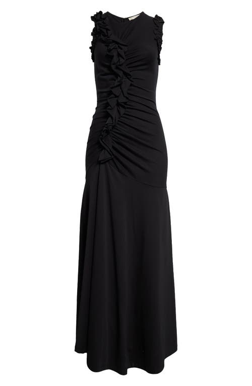 Shop Ulla Johnson Bendetta Ruffle Sleeveless Maxi Dress In Noir