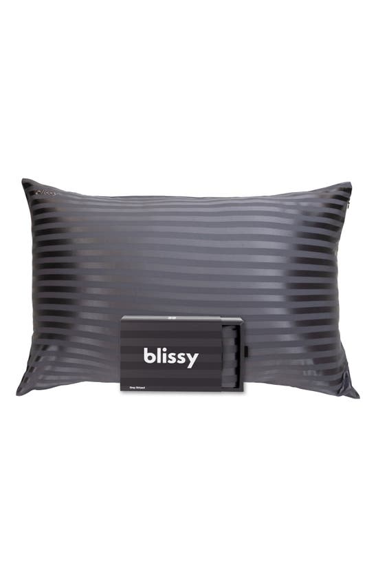 Shop Blissy Mulberry Silk Pillowcase In Grey Stripe