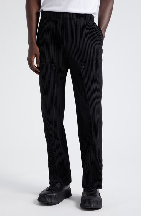 Men's Pleated Resort Trouser, Black Pleated Trouser for Men