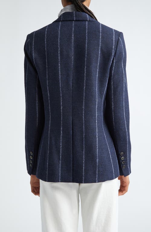 Eleventy Pinstripe Alpaca & Linen Blend Blazer In Navy