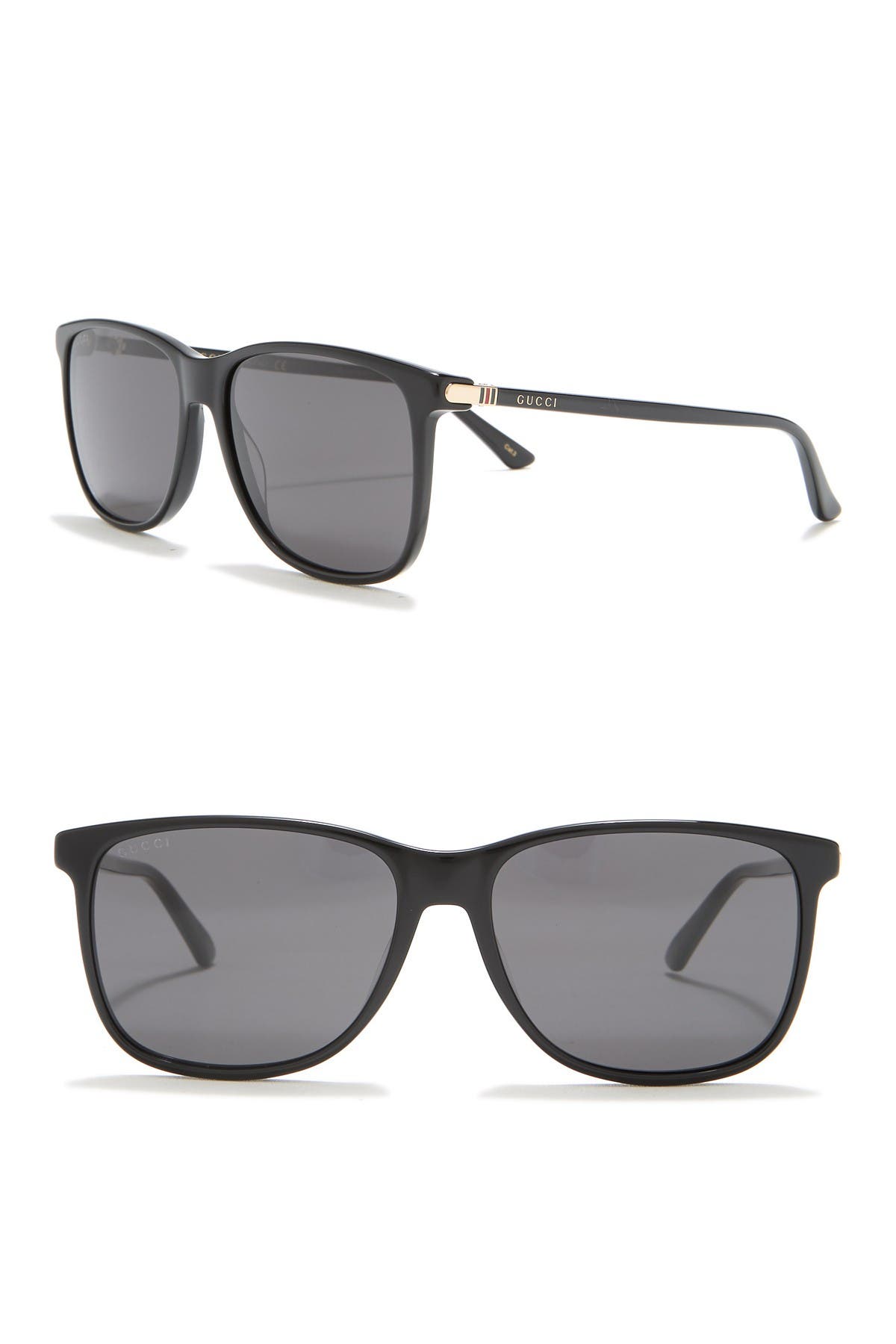 gucci 57mm square sunglasses black