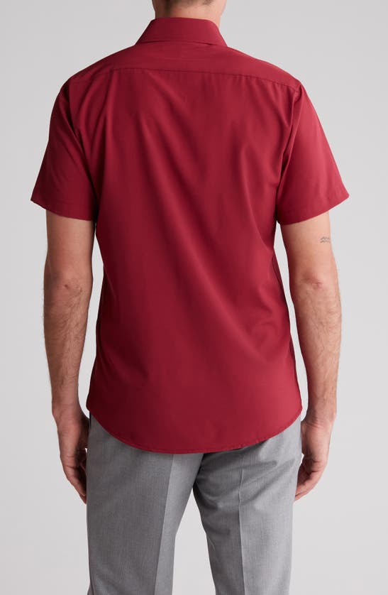 Tom Baine Slim Fit Performance Short Sleeve Button-up Shirt In Burgundy