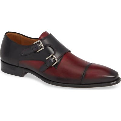 Mezlan Bardem Double Monk Strap Shoe, Burgundy