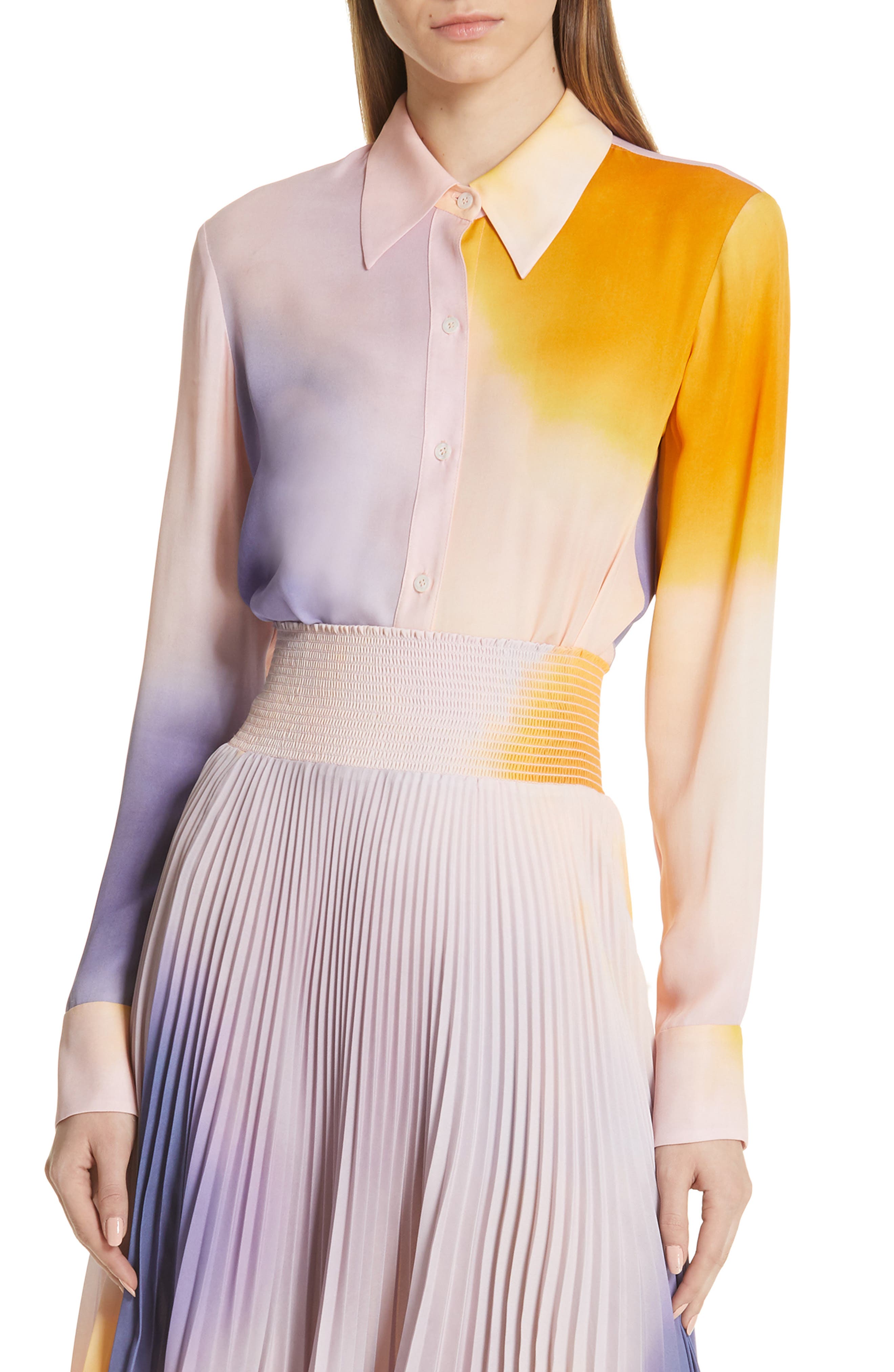 A.L.C. Jayne Dip Dye Silk Blouse Nordstrom