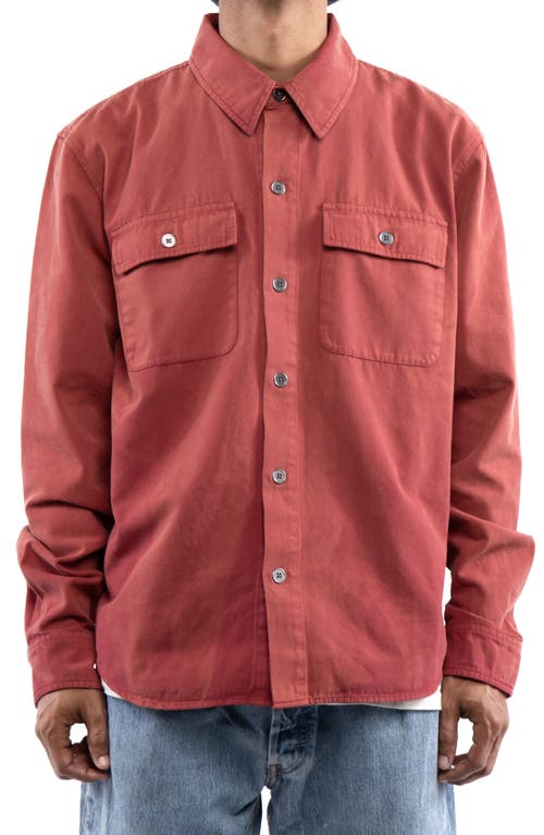 Shop Round Two Overdye Canvas Button-up Shirt In Maroon