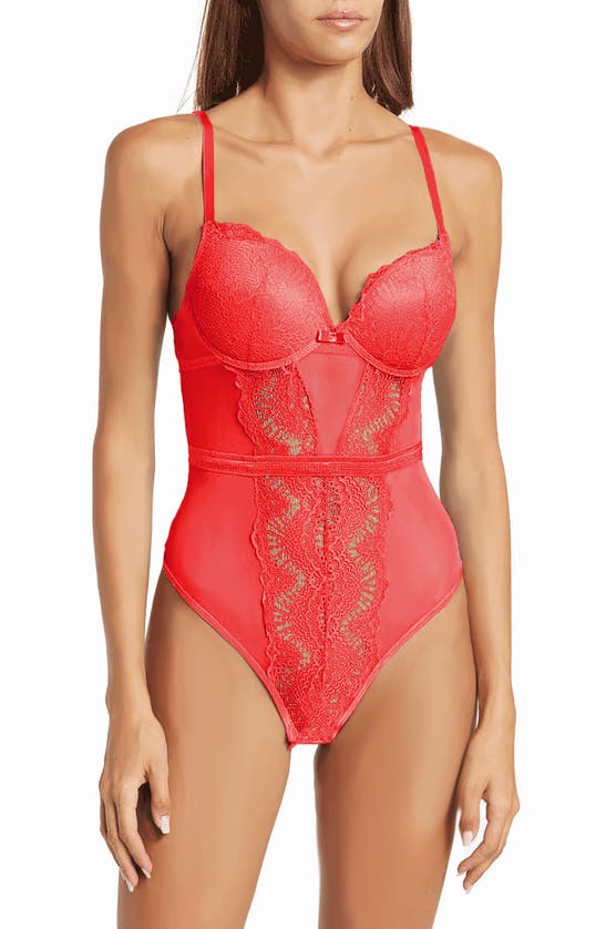 Secret Lace Lace Mesh Teddy In Coral