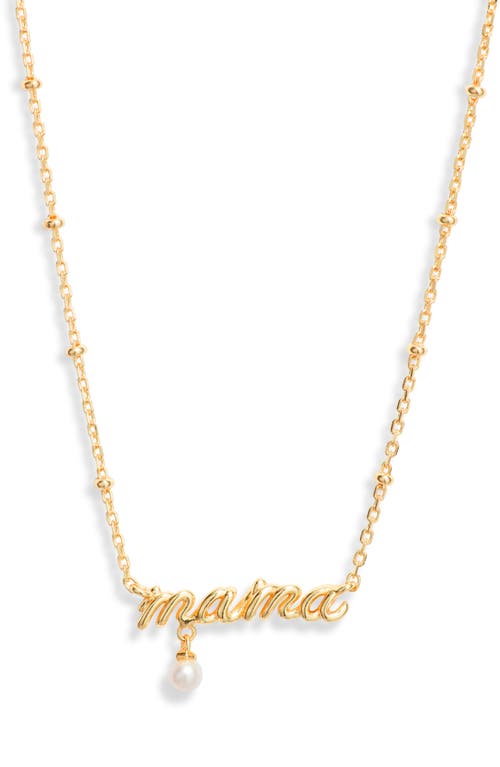 Kendra Scott Mama Freshwater Pearl Script Pendant Necklace in Gold White Pearl at Nordstrom