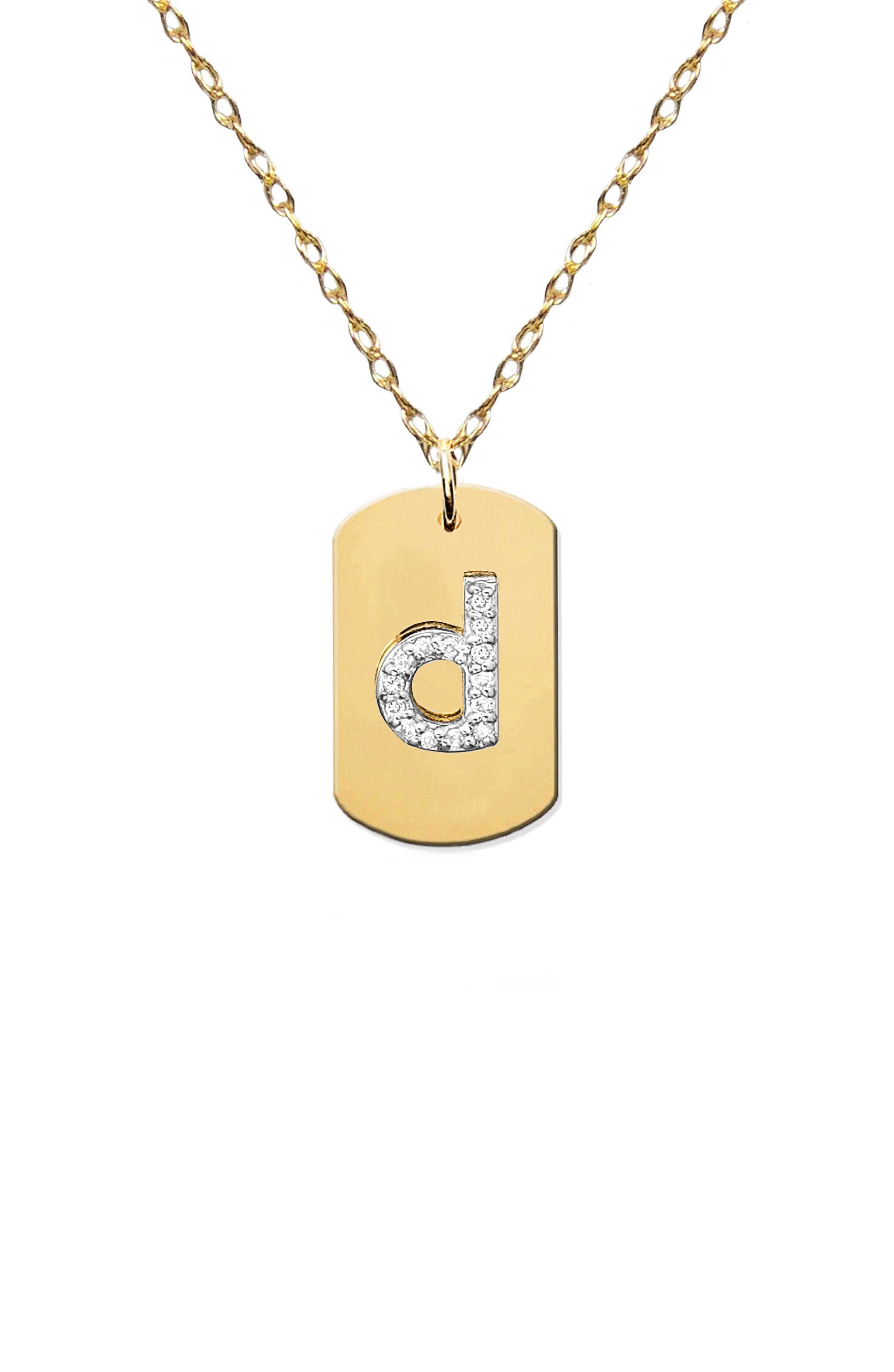 Jane Basch Designs Diamond Initial Dog Tag Necklace (Nordstrom Exclusive)