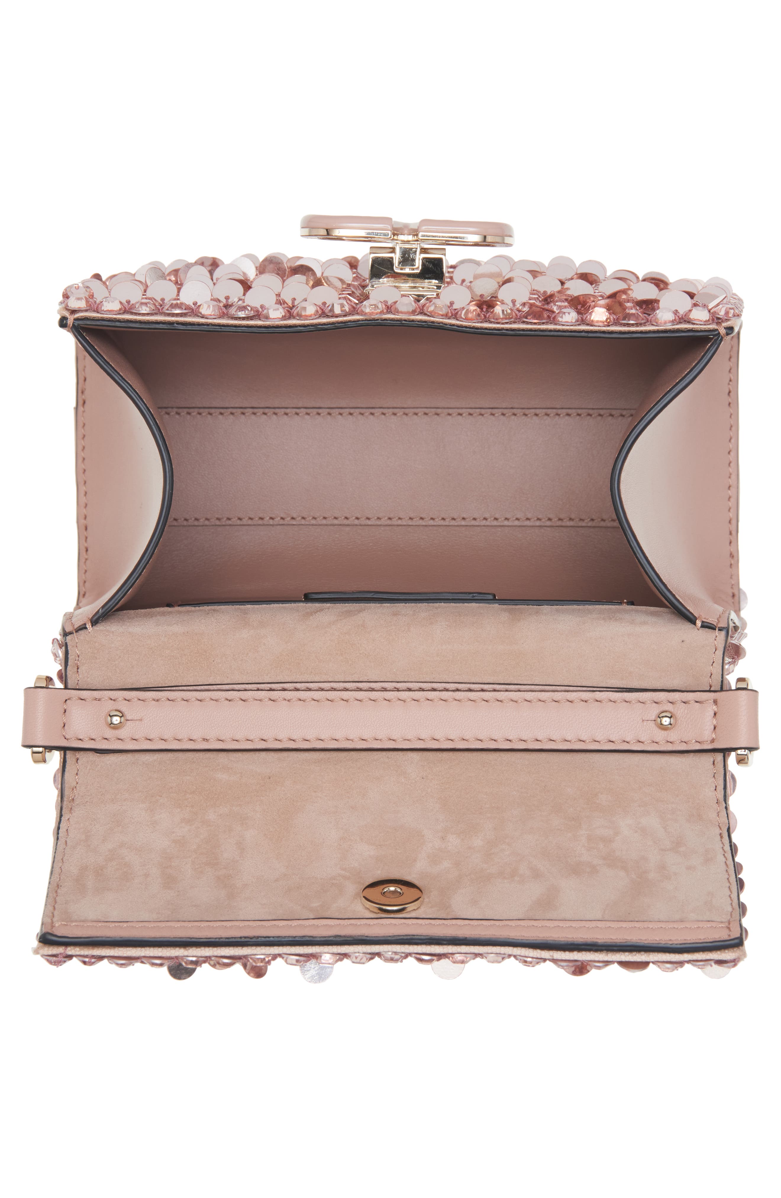 Valentino Garavani Mini VSling Crystal & Paillette Top Handle Bag in Mv6  Light Peach/Rose Mist