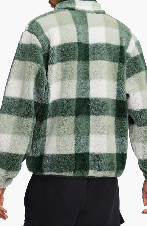 Shop Nike Club Plaid Therma-fit Fleece Half Zip Pullover In Fir/sail/jade Horizon