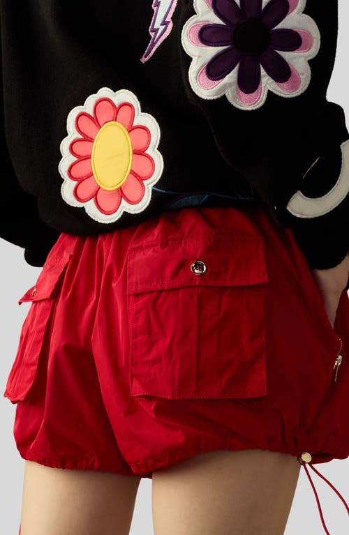 Cynthia Rowley Nylon Cargo Shorts In Red