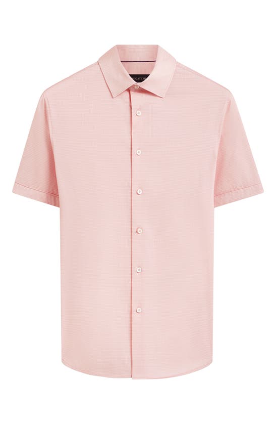 Shop Bugatchi Miles Ooohcotton® Pin Dot Short Sleeve Button-up Shirt In Salmon