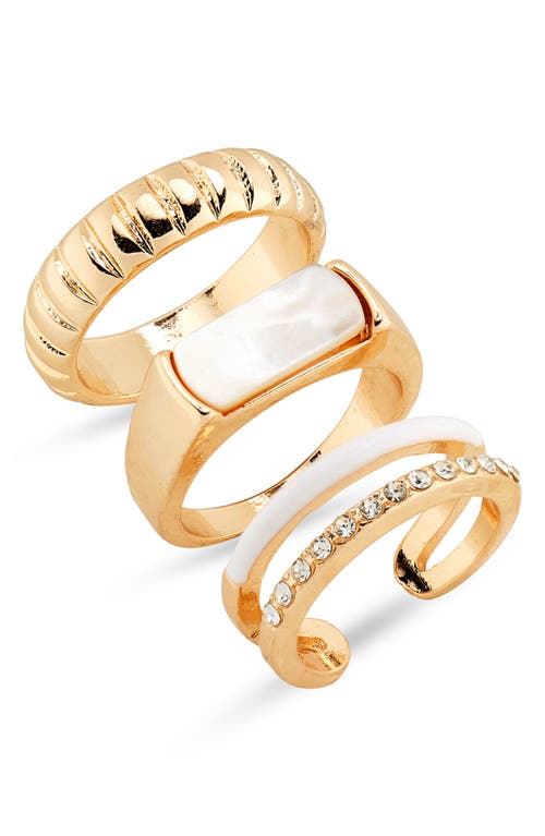Set of 3 Assorted Rings in Gold- White