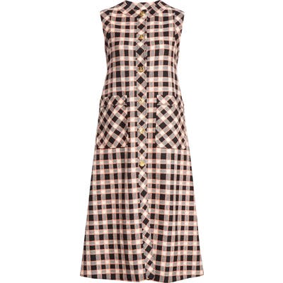 Gucci Check Wool Tweed Midi Dress, US / 42 IT - Black