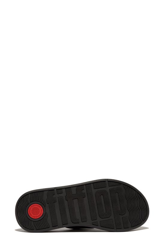 Fitflop F-mode Buckle Shimmerlux Platform Wedge Flip Flop In Black