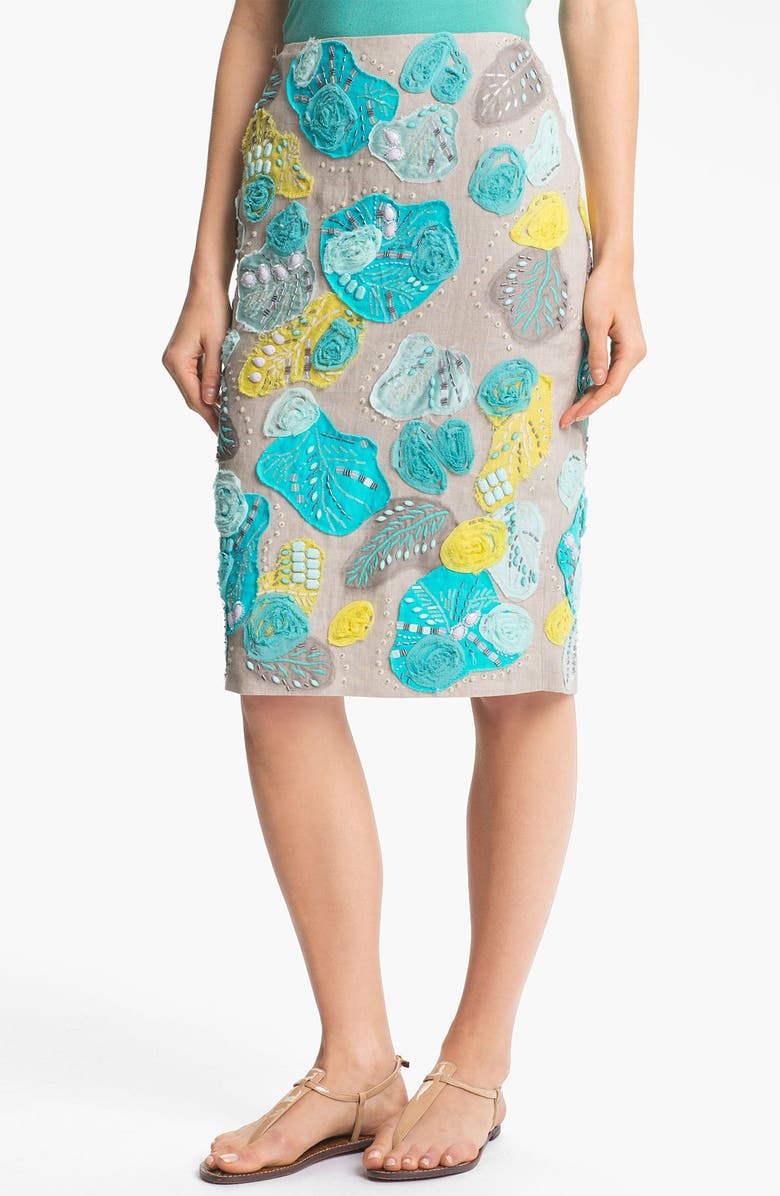 Lafayette 148 New York Embellished Linen Skirt | Nordstrom