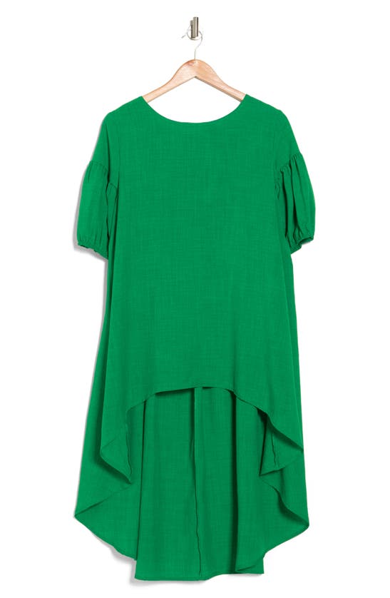 Patrizia Luca Ruched Sleeve High-low Tunic Top In Kelly Green