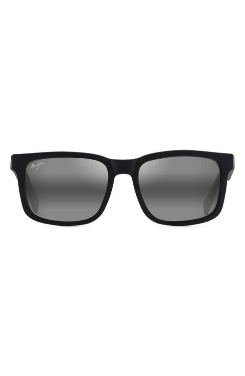 Maui Jim Stone Shack 55mm PolarizedPlus2 Square Sunglasses in Matte Black at Nordstrom