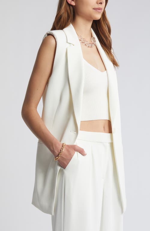 Shop Open Edit Tailored Long Vest In Ivory Cloud