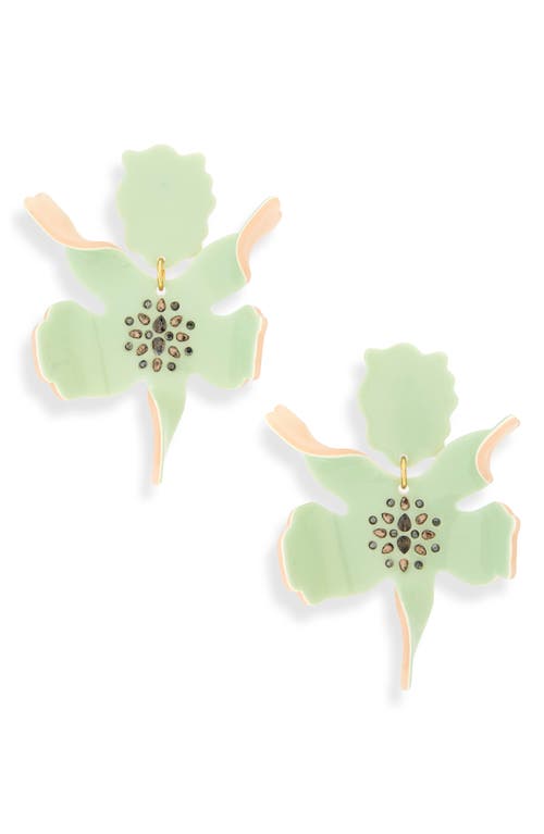 Paper Lily Drop Earrings in Kiwi Sparkle