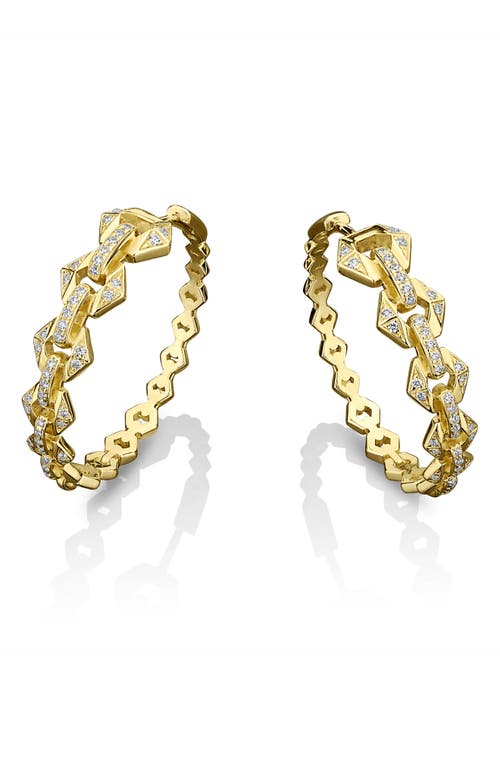Flowe Pavé Diamond Hoop Earrings in Yellow Gold