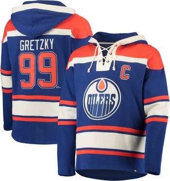 Men's '47 Wayne Gretzky Blue New York Rangers Retired Player Name & Number Lacer Pullover Hoodie Size: Large