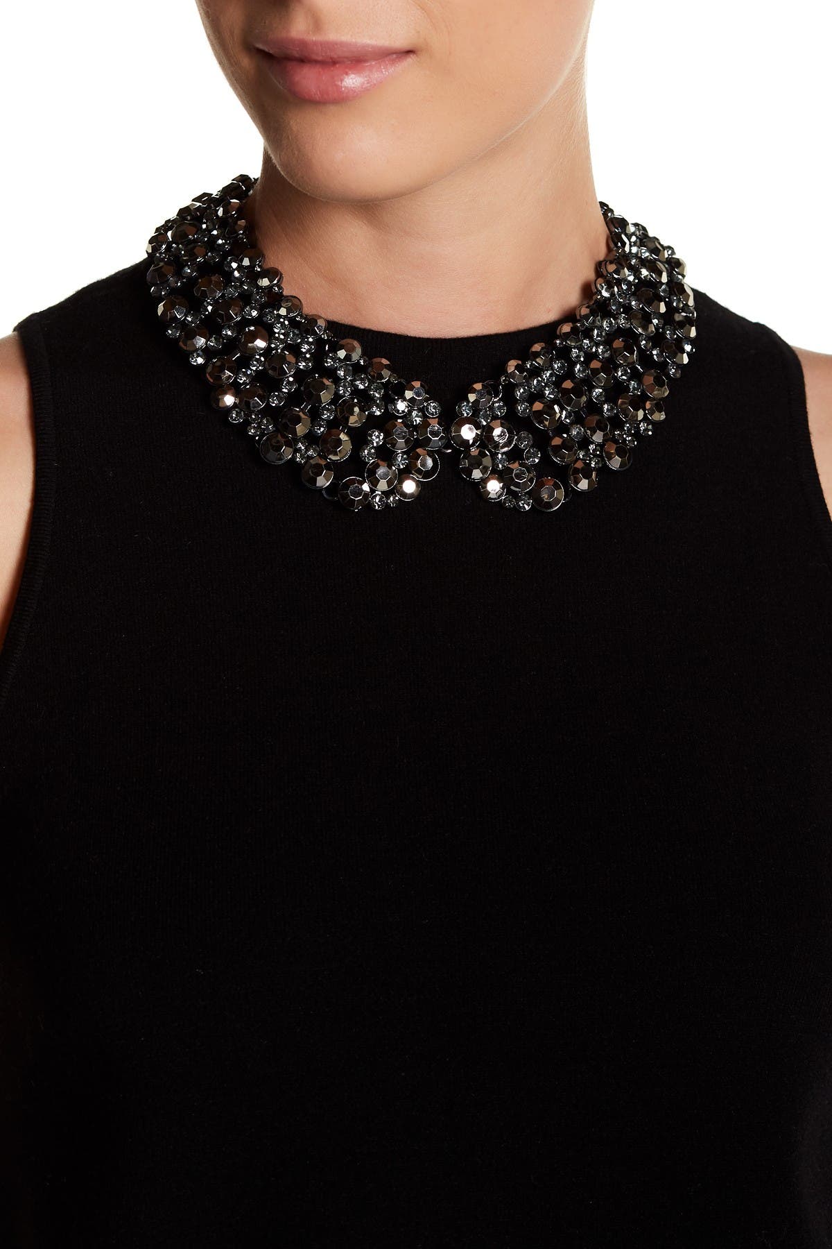 Eye Candy Los Angeles Diana Black Crystal Cluster Collar Necklace