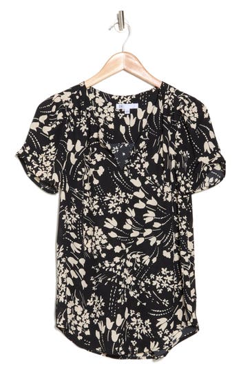 Dr2 By Daniel Rainn Daniel Rainn Pinch Sleeve Blouse In Black Print