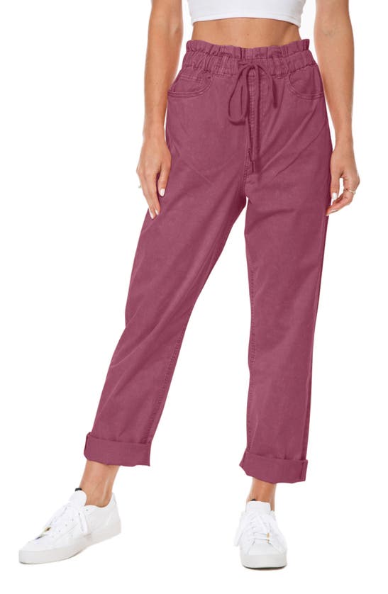 Juicy Couture Relaxed High Waist Straight Leg Stretch Cotton Pants In Grape Seed