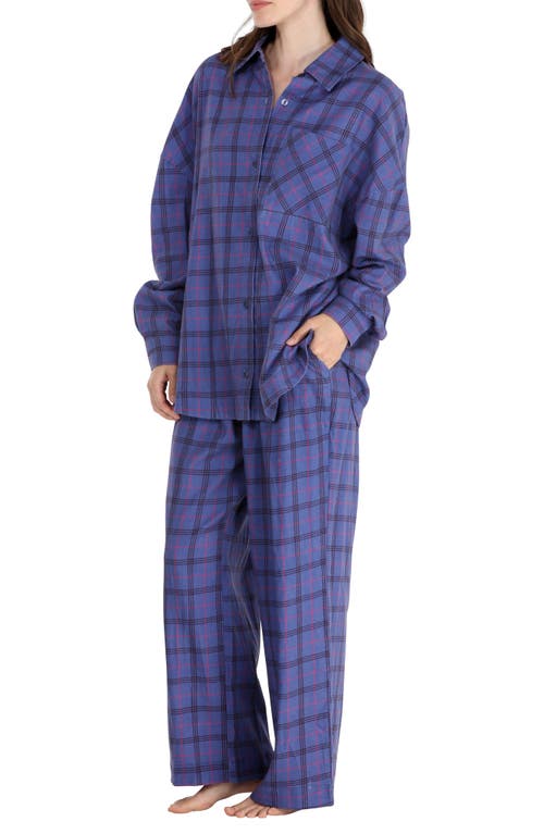 Shop Honeydew Intimates Honeydew Golden Hour Cotton Twill Pajamas In Indigo Plaid